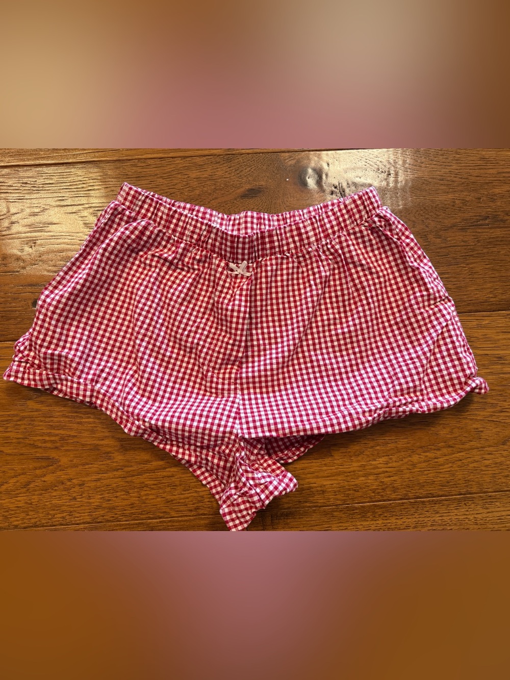 Altar'd State Pink and White Gingham Athletic Shorts